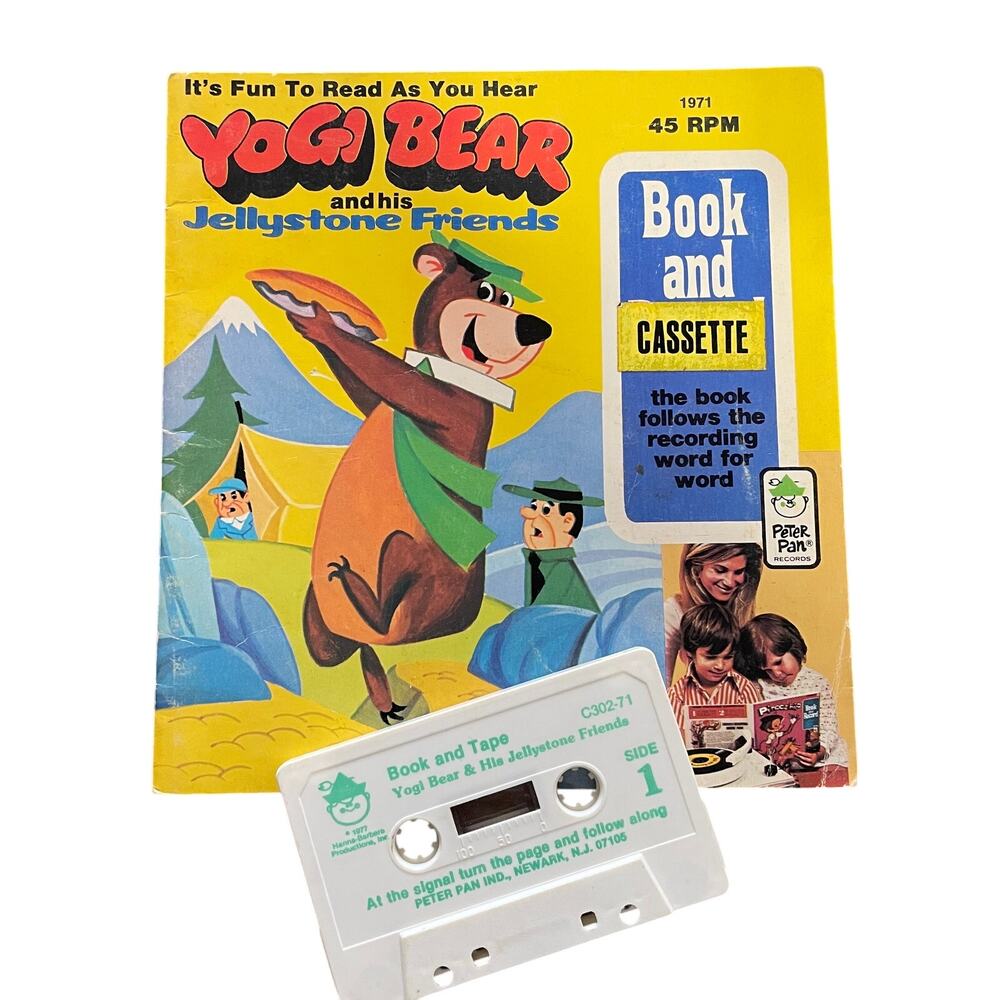 Yogi Bear Jellystone Friends Vintage 1972 RARE Read Along Book and Tape Gift